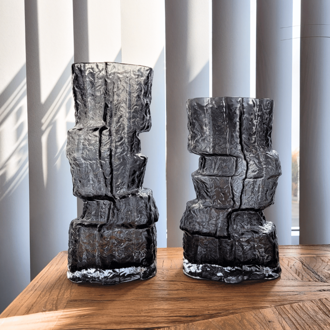 Rock Glass Vase - Grey 30cm image 1
